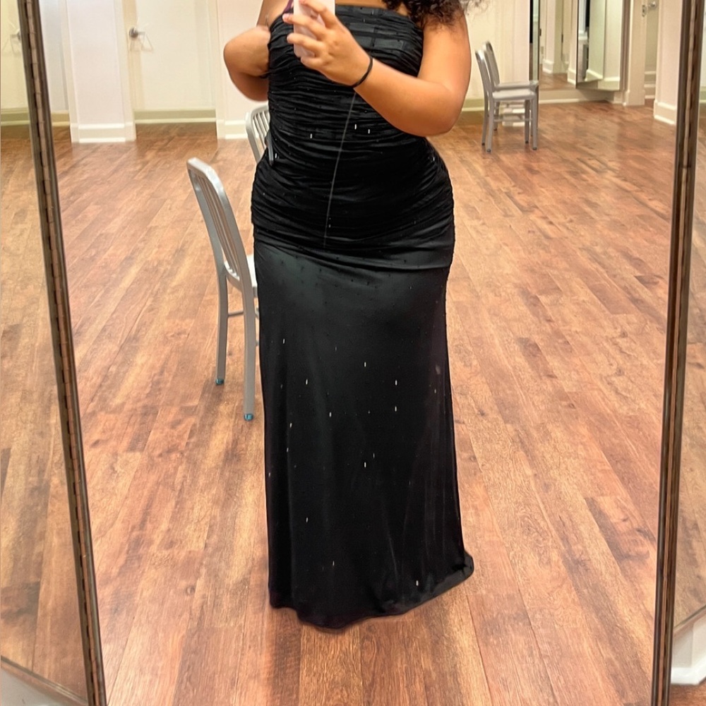 Camille La Vie Black Strapless Prom Gown